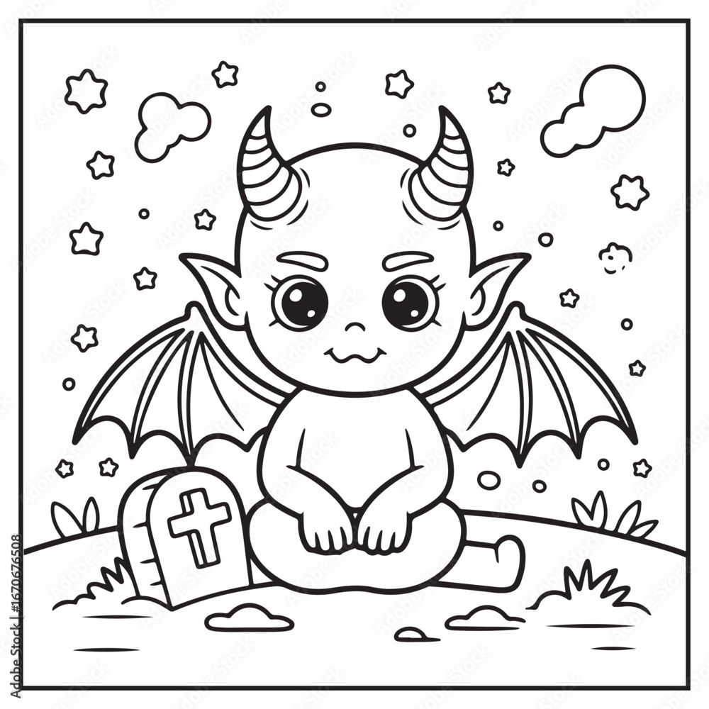 Naklejka premium Creepy Kawaii Christmas Coloring Pages