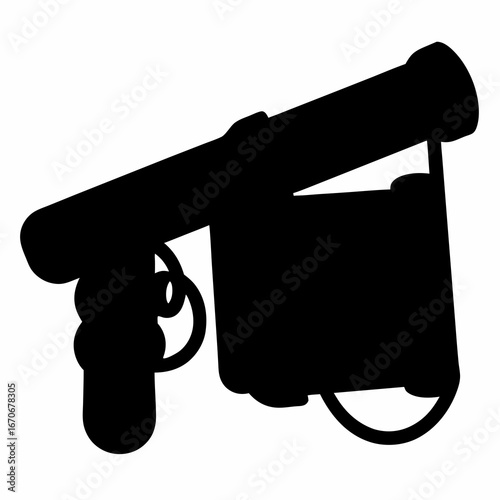 Silhouette of a Vintage Movie Camera on a white background