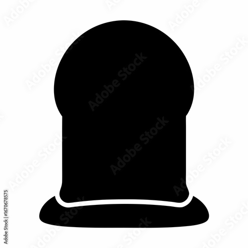 Black and white icon of a vintage diving helmet silhouette shape