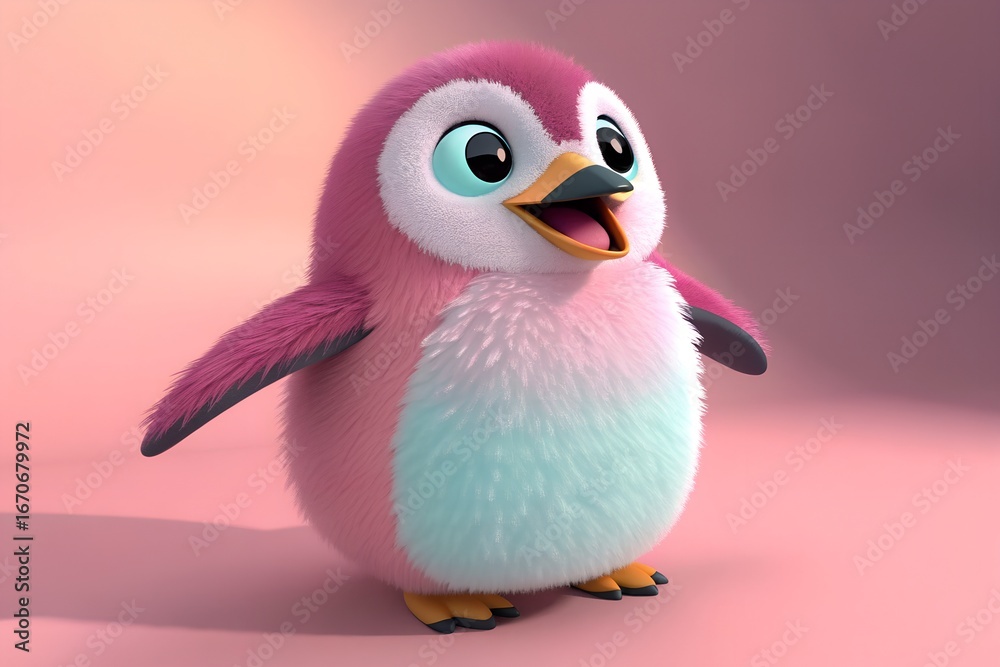 Naklejka premium 3d pink bird