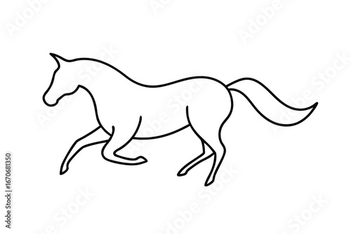 one line vector illustration of a galloping horse