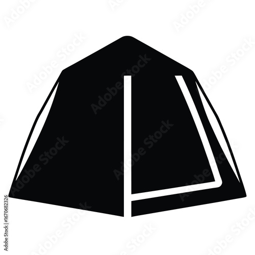 A single tent icon with black fill and white border lines