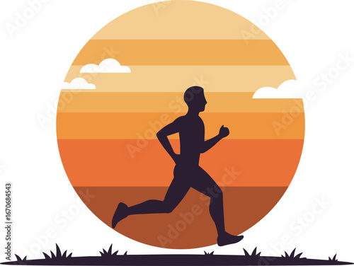 A simple illustration of a morning run silhouette
