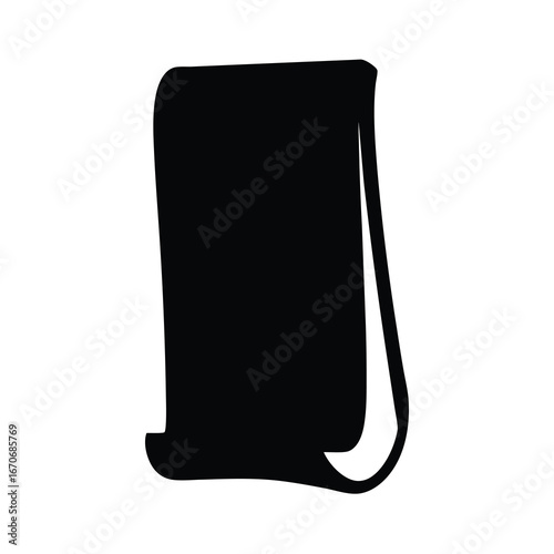 Simple Black Scroll Icon on White Background, for Document or Invitation