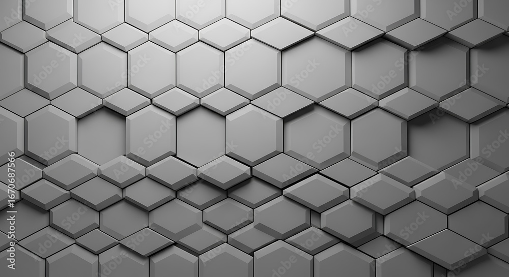 Fototapeta premium Abstract geometric hexagonal pattern with depth and shadow