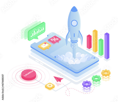 Isometric Market Lunch Vector Illustration for Business and Retail Design