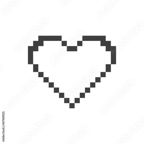 Pixel heart icon symbolizing love, romance, gaming health bar, and retro digital style. Ideal for apps, games, and creative projects.