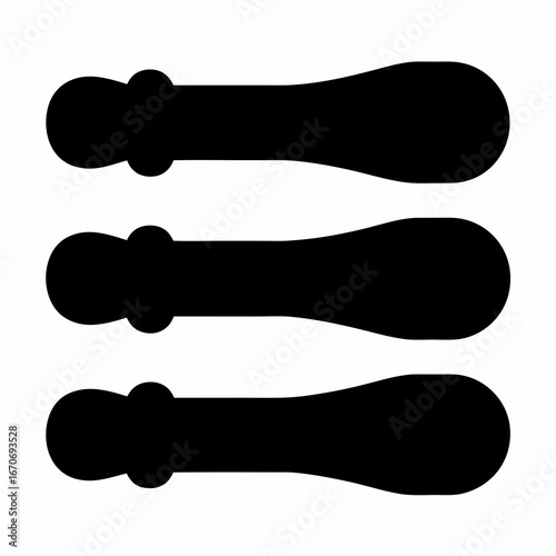 Three horizontal menu bars in black, a web page icon for navigation