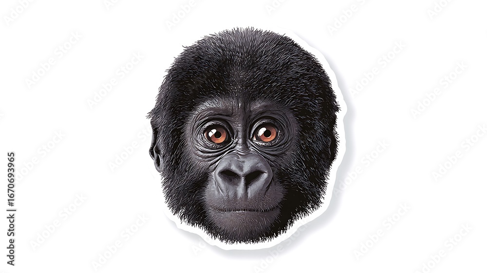 Fototapeta premium cute gorilla face sticker image