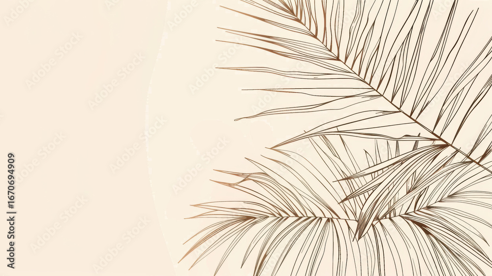 Obraz premium Palm Leaf Line Art
