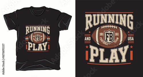 Running play American football graphic vector art t-shirt design print