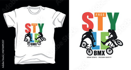 Free style bmx cycle graphic vector art t-shirt design print