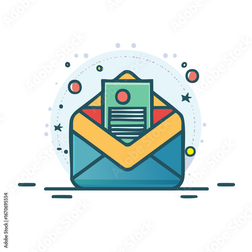 Open Envelope with Message Illustration Receiving New Information Concept Design