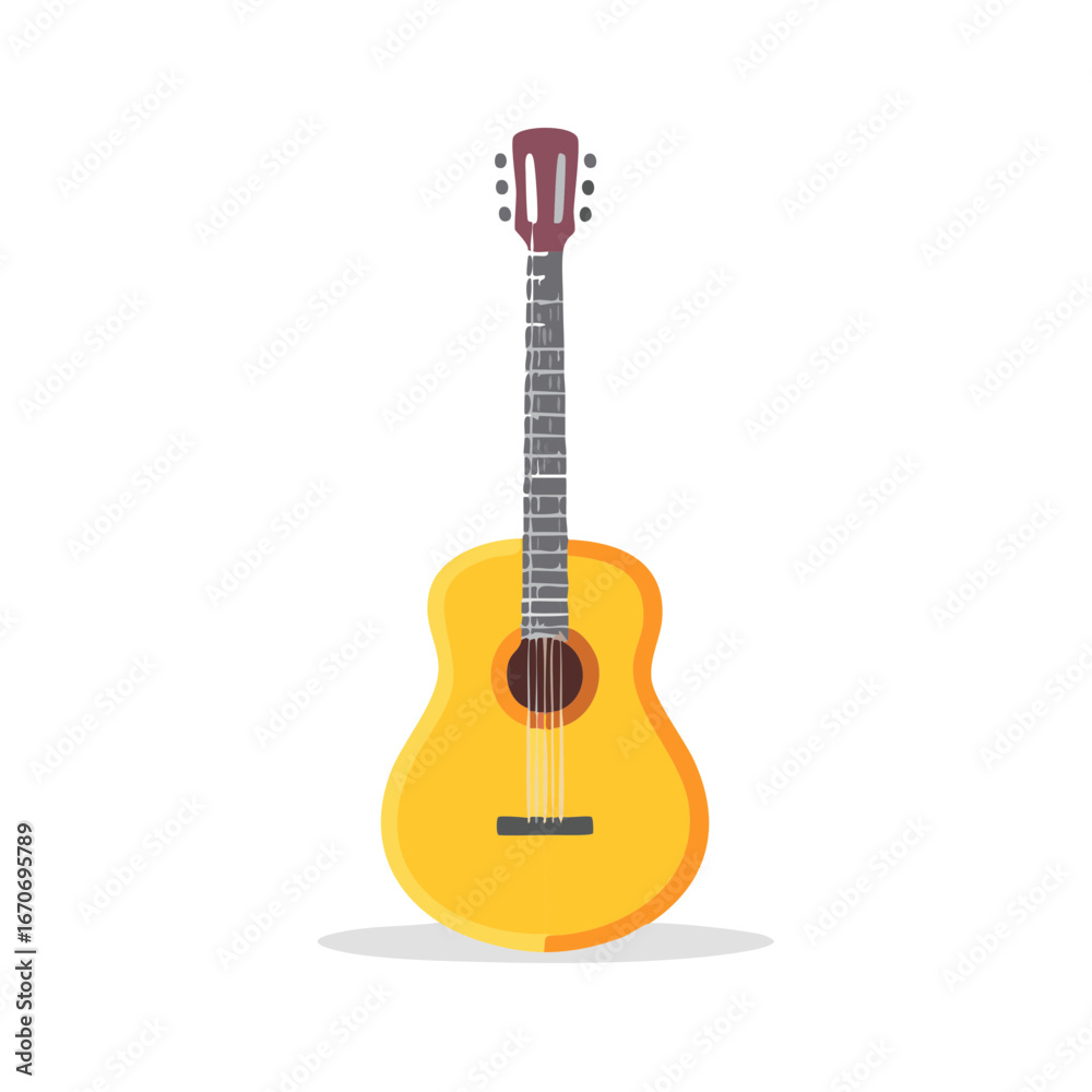 Naklejka premium Yellow Acoustic Guitar Illustration