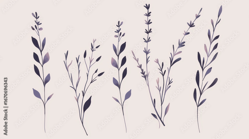 Obraz premium Lavender Botanical Line Art