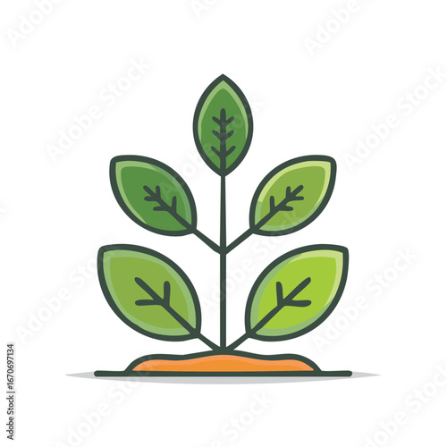 Icon of small plant in soil with green leaves vector illustration