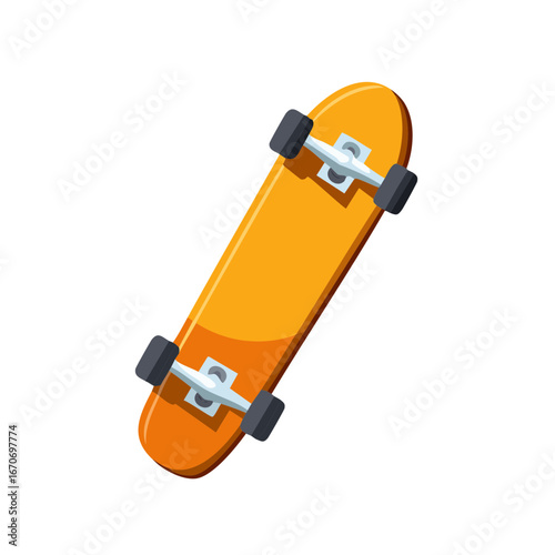 Isolated Orange Skateboard on White Background for Extreme Sports
