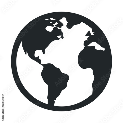 Black silhouette of Earth with an emphasis on continents. Halloween vector illustration