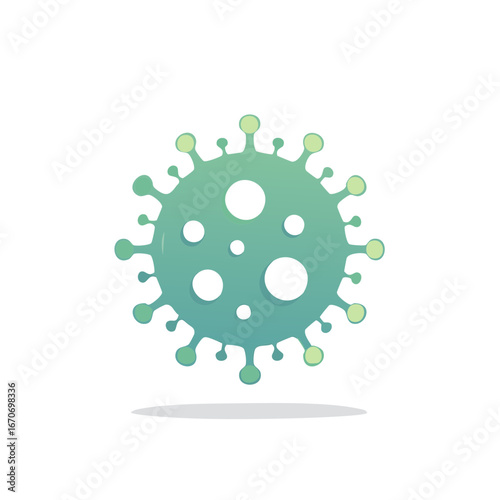 Abstract illustration of a green viral microorganism or virus on a white background