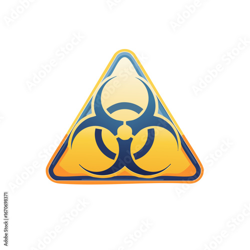 Biohazard Symbol on Yellow Triangle Warning Sign, Health and Safety Vector