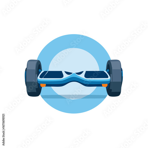 Illustration of Self-Balancing Scooter Against Blue Circle Modern Electric Scooter Vector Illustration Personal Transporter