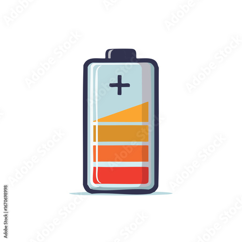 Detailed illustration of a full battery power level indicator with colorful charge status