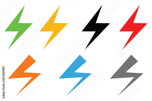 set of four colorful lightning bolt icons vector bundle collection illustration Free Download set of four colorful lightning bolt icons vector bundle collection illustration - GFXLoad