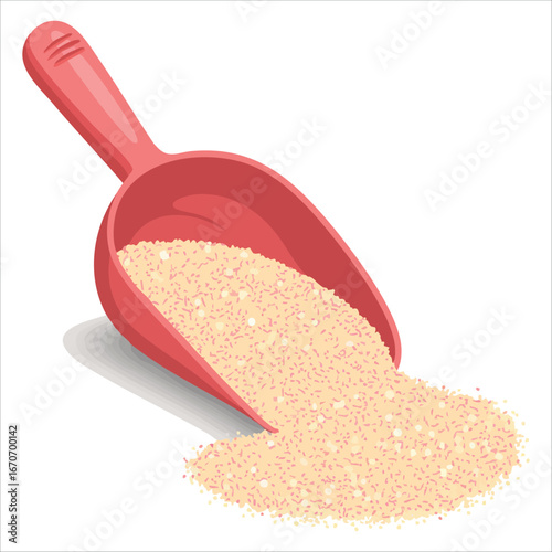 bright red measuring spoon for dry ingredients vector art isolated on white background