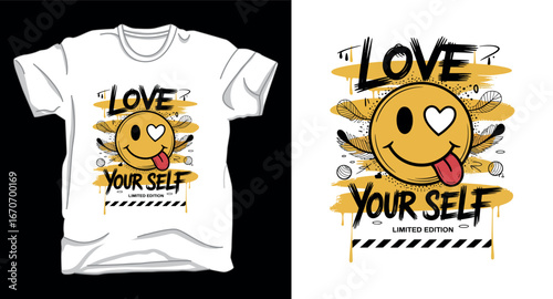 Love yourself motivational emoji graphic vector art t-shirt design print