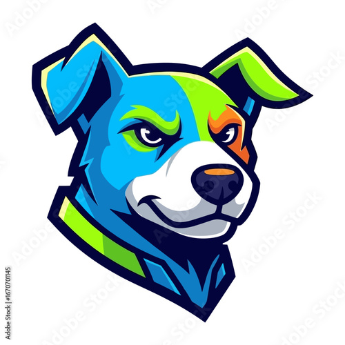 Dog Mascot Illustration: A vibrant and energetic dog mascot, portrayed in a dynamic illustration style, embodies playful confidence and ready for any adventure.