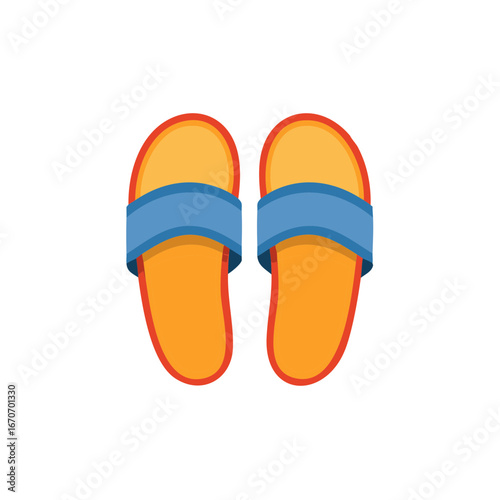 Simple colorful flat design of orange and blue flip flops or slides