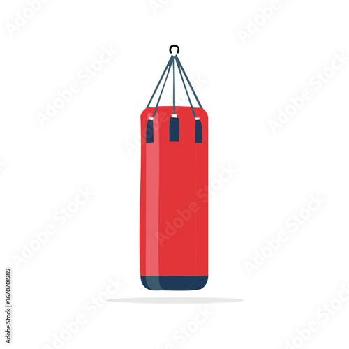 Vibrant red punching bag illustration for boxing fitness and fight sports training equipment