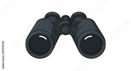 Illustration of binoculars optical instrument for viewing distant objects and bird watching equipment on transparent background