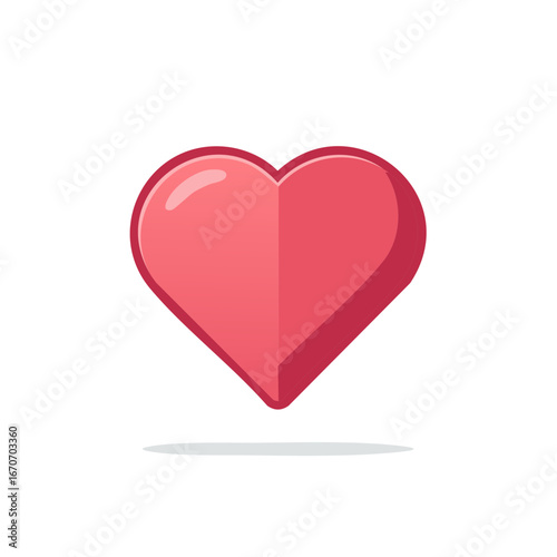 Heart Vector Illustration with Shiny Surface for Love Romance and Valentine