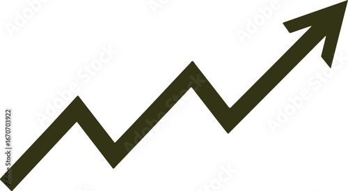Wallpaper Mural Dark green zigzag arrow indicating upward financial trend, growth, or business progress on white background Torontodigital.ca
