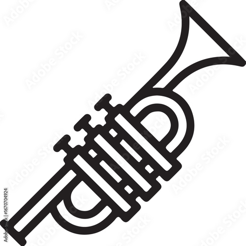 Isolated golden brass wind trumpet musical instrument on black and white background