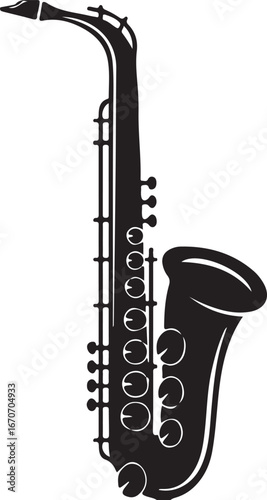 A vector illustration of a saxophone with musical notes on a blank spiral notebook page