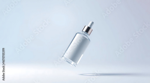 Serum bottle with dropper on blue background, perfect for showcasing your cosmetic product in a clean and modern way, isolated on white background