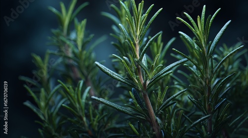 rosemary on wooden background, Generative AI,