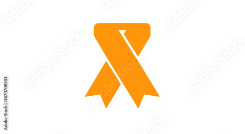 Orange ribbon awareness support symbol solidarity hope campaign charity disease cause health care ribbon on transparent background