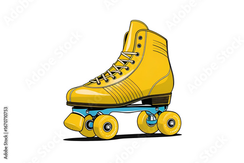 a pair of roller skates, showing a yellow modern design, and is also a representation of sports, in a clean and elegant style.