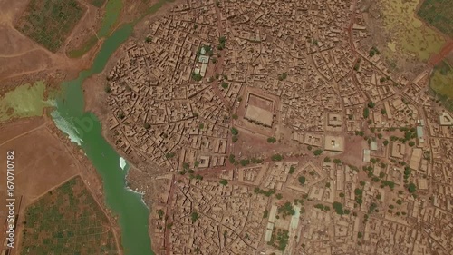 Mali – 4K Drone Aerial of Djenné with Famous Great Mosque of Mud Architecture