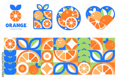 Orange Abstract Pattern Citrus Tile Design