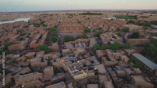 Mali – 4K Drone Aerial of Djenné with Famous Great Mosque of Mud Architecture