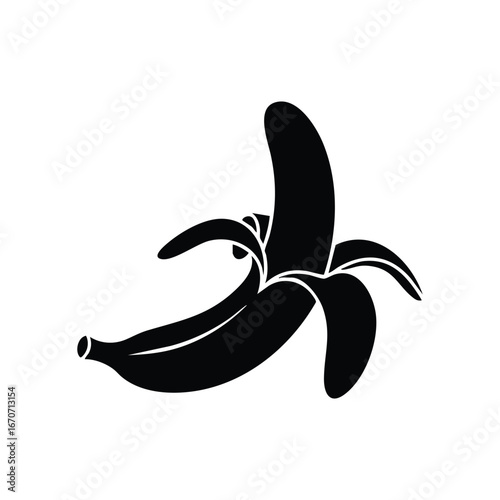 Silhouette of a peeled banana fruit ready to eat vector