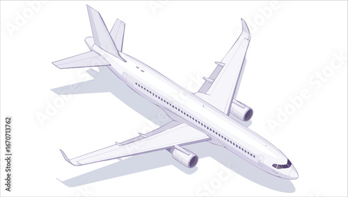 flight journey symbol with tilted isometric perspective vector art isolated on white background