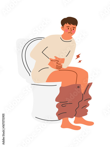 Cartoon character with constipation