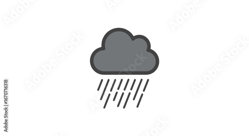 Rainy weather forecast cloud with raindrops, climate change, storm season, raining day weather symbol on transparent background