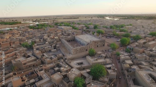 Mali – 4K Drone Aerial of Djenné with Famous Great Mosque of Mud Architecture