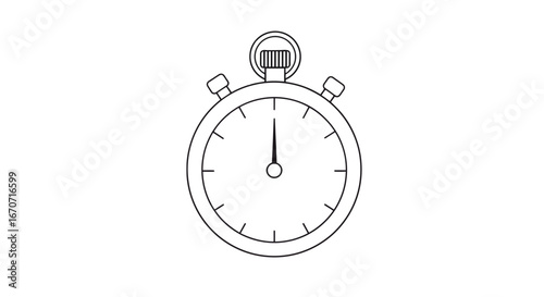 White stopwatch timer time clock countdown deadline urgency measurement illustration graphic design on transparent background